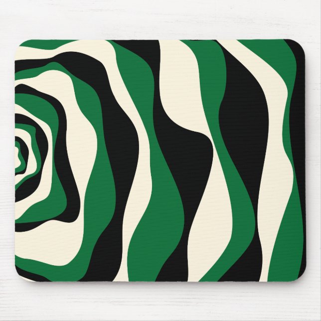 Ebb and Flow 4 in Green, Cream and Black  Mouse Mat (Front)