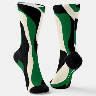 Ebb and Flow 4 in Green, Cream and Black Socks