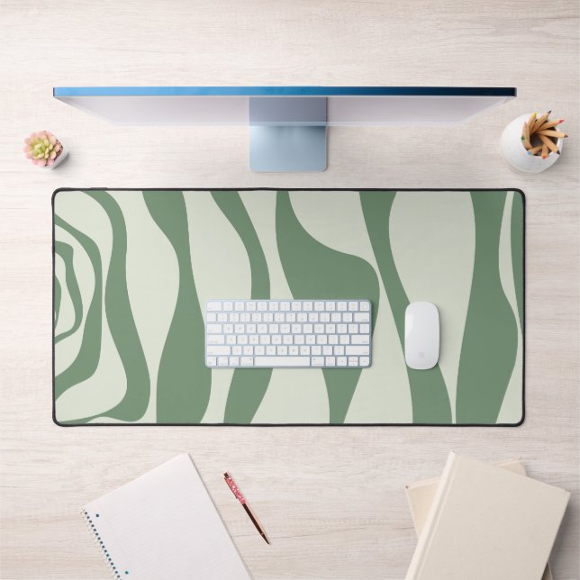 Ebb and Flow 4 in Green  Desk Mat (Office 1)