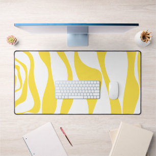 Ebb and Flow 4 in Lemon Yellow and White Desk Mat