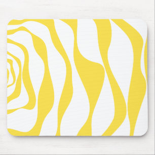 Ebb and Flow 4 in Lemon Yellow and White Mouse Mat