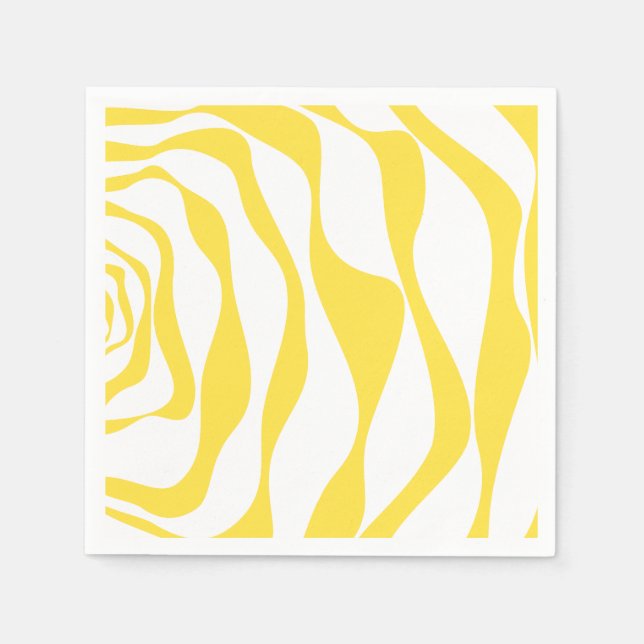 Ebb and Flow 4 in Lemon Yellow and White Napkin (Front)