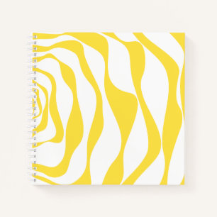 Ebb and Flow 4 in Lemon Yellow and White Notebook