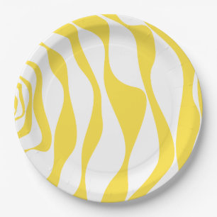 Ebb and Flow 4 in Lemon Yellow and White Paper Plate