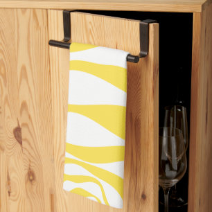 Ebb and Flow 4 in Lemon Yellow and White Tea Towel