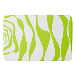 Ebb and Flow 4 in Lime Green and White Bath Mat