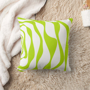 Ebb and Flow 4 in Lime Green and White Cushion