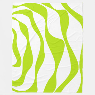 Ebb and Flow 4 in Lime Green and White Fleece Blanket