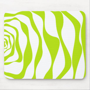 Ebb and Flow 4 in Lime Green and White Mouse Mat