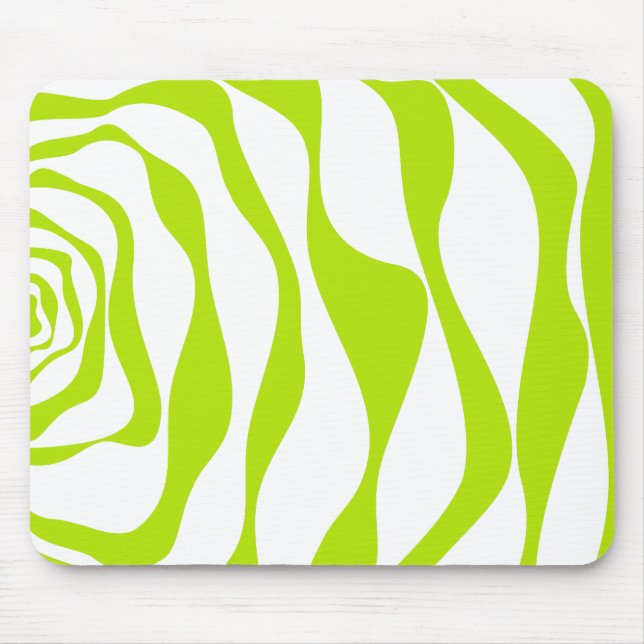 Ebb and Flow 4 in Lime Green and White Mouse Mat (Front)