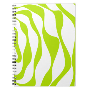 Ebb and Flow 4 in Lime Green and White Notebook