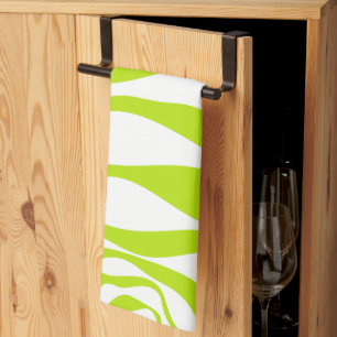 Ebb and Flow 4 in Lime Green and White Tea Towel