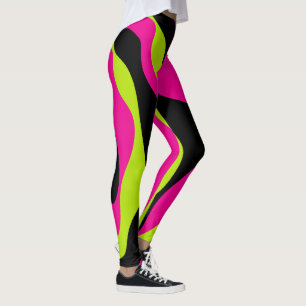Ebb and Flow 4 in Lime Green, Hot Pink and Black Leggings