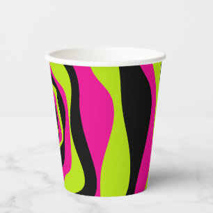 Ebb and Flow 4 in Lime Green, Hot Pink and Black Paper Cups