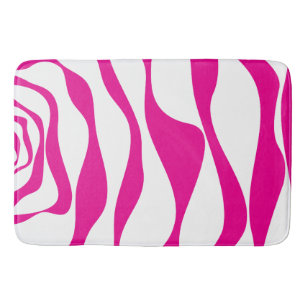 Ebb and Flow 4 in Magenta and White Bath Mat