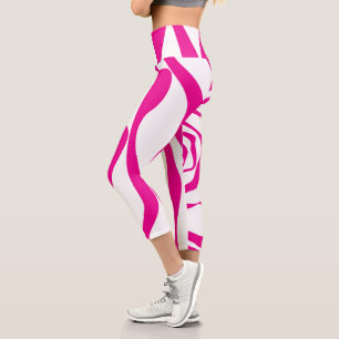 Ebb and Flow 4 in Magenta and White Capri Leggings