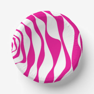 Ebb and Flow 4 in Magenta and White Paper Plate