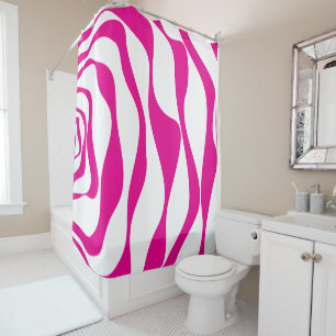 Ebb and Flow 4 in Magenta and White Shower Curtain