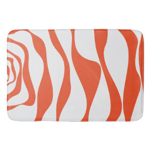 Ebb and Flow 4 in Orange and White Bath Mat