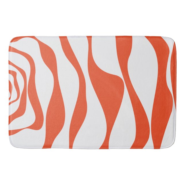 Ebb and Flow 4 in Orange and White Bath Mat (Front)