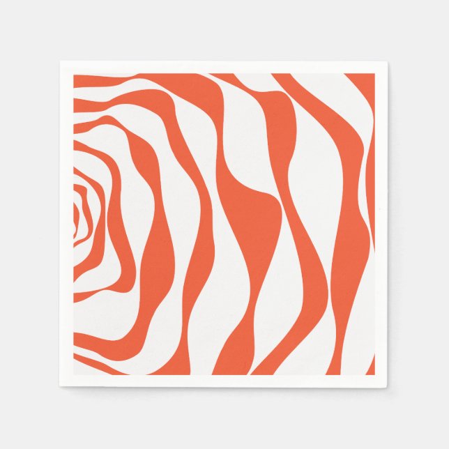 Ebb and Flow 4 in Orange and White Napkin (Front)