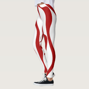 Ebb and Flow 4 in Red and White Leggings