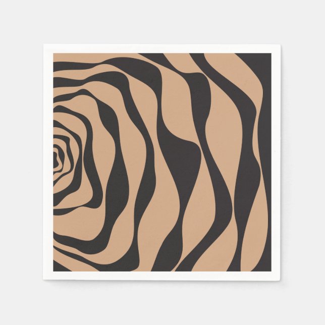 Ebb and Flow 4 in Tan and Black Napkin (Front)