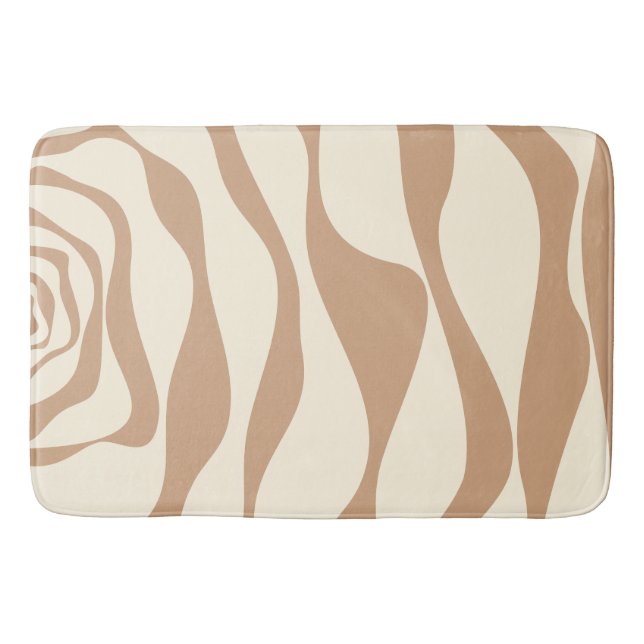 Ebb and Flow 4 in Tan and Cream Bath Mat (Front)