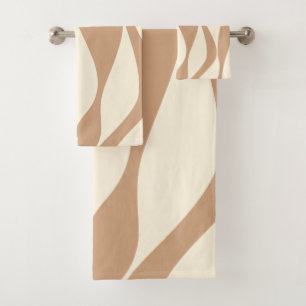 Ebb and Flow 4 in Tan and Cream Bath Towel Set