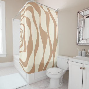 Ebb and Flow 4 in Tan and Cream Shower Curtain