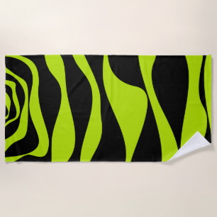 Ebb and Flow 4 - Lime Green Beach Towel