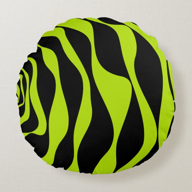 Ebb and Flow 4 - Lime Green Round Cushion (Front)