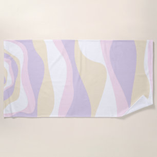 Ebb and Flow 4 - Pastel Pink, Yellow and Purple Beach Towel