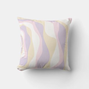Ebb and Flow 4 - Pastel Pink, Yellow and Purple Cushion