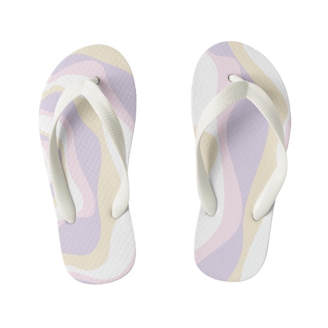 Ebb and Flow 4 - Pastel Pink, Yellow and Purple Kid's Flip Flops (Footbed)