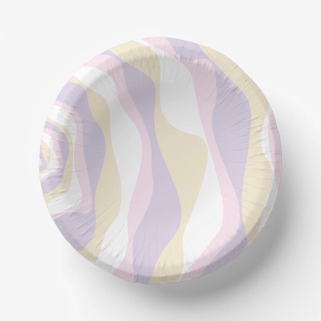 Ebb and Flow 4 - Pastel Pink, Yellow and Purple Paper Plate (Front)