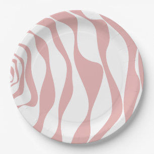 Ebb and Flow 4 - Pink and White Paper Plate