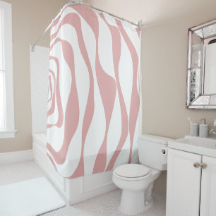 Ebb and Flow 4 - Pink and White Shower Curtain