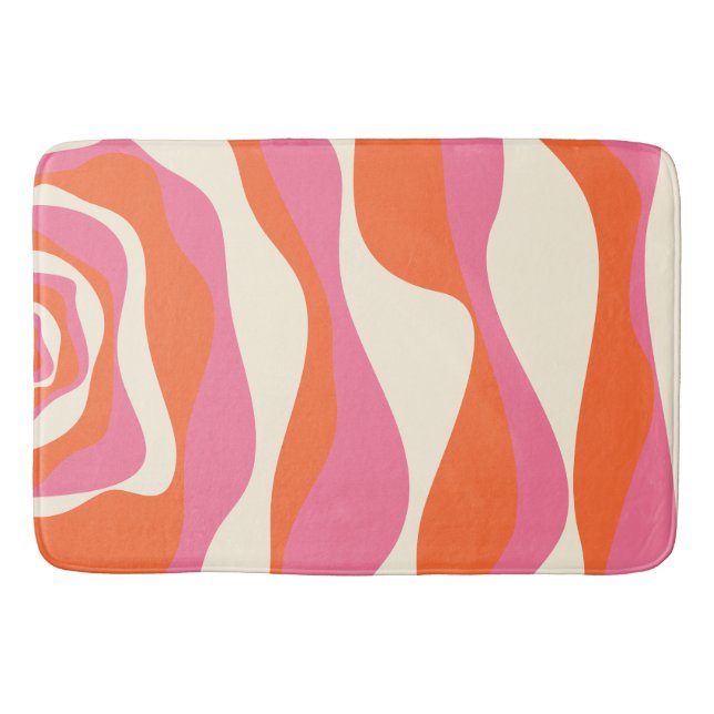 Ebb and Flow 4 - Pink, Orange and Cream Bath Mat (Front)