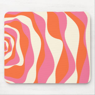 Ebb and Flow 4 - Pink, Orange and Cream Mouse Mat