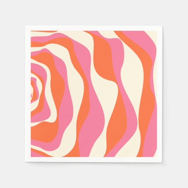 Ebb and Flow 4 - Pink, Orange and Cream Napkin (Front)