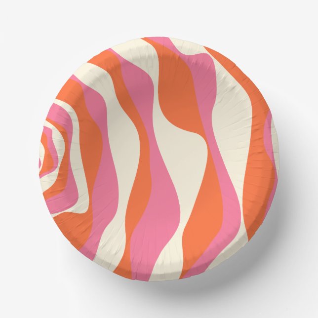 Ebb and Flow 4 - Pink, Orange and Cream Paper Plate (Front)