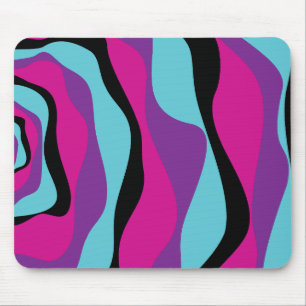 Ebb and Flow 4 - Pink, Purple, Blue and Black Mouse Mat