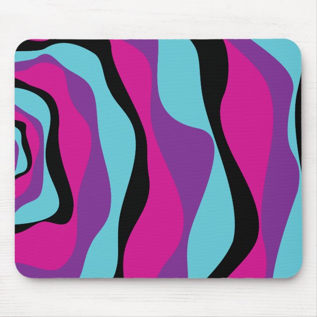 Ebb and Flow 4 - Pink, Purple, Blue and Black Mouse Mat (Front)