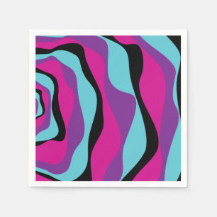 Ebb and Flow 4 - Pink, Purple, Blue and Black Napkin