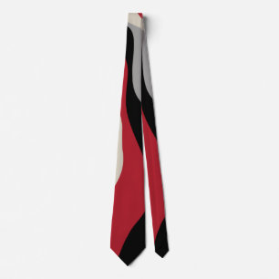 Ebb and Flow 4 - Red, Grey, Black and Bone White  Tie