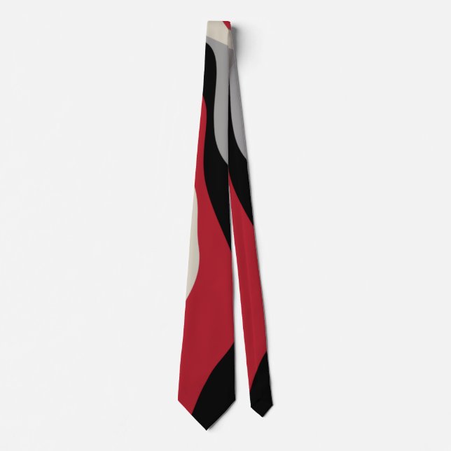 Ebb and Flow 4 - Red, Grey, Black and Bone White  Tie (Front)