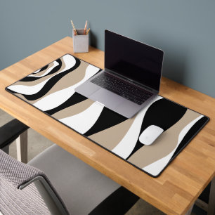 Ebb and Flow 4 - Taupe, Black and White Desk Mat