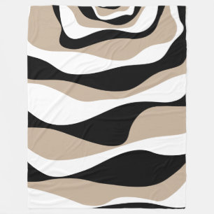 Ebb and Flow 4 - Taupe, Black and White Fleece Blanket