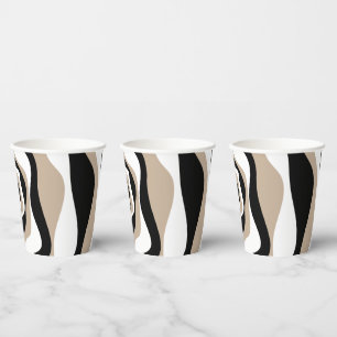 Ebb and Flow 4 - Taupe, Black and White Paper Cups